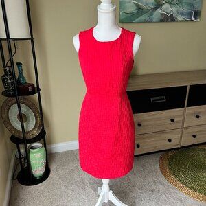 Banana Republic Tea Length Red Fitted Dress